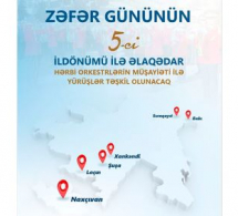 <i><b>Zəfər Günü yürüşlərin olacağı yerlər -<font color=red> SİYAHI</b></i></font>